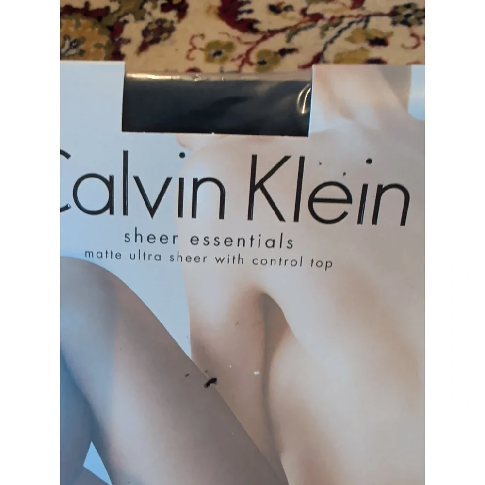 New Calvin Klein Size C Black 620f 15 Denier Ultrasher Control Top Pantyhose